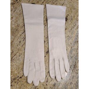 Vintage Size S 6.5 Gray Leather Silk Lined Formal 14" Long Gloves Lanolav